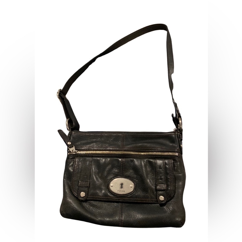 - Black Fossil Crossbody Bag
